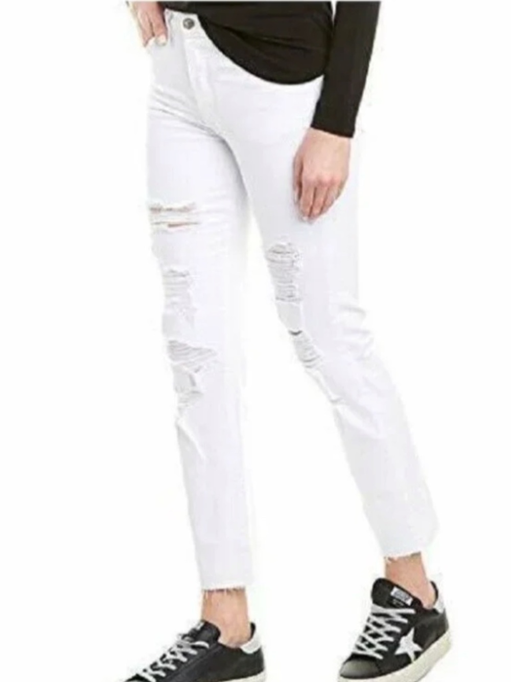 Joes The Milla Womens Sz 28 White High Rise Destructed Straight Ankle Jeans